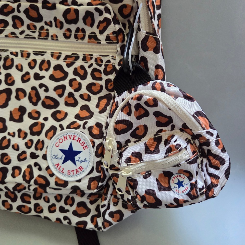 Converse Chuck Taylor All Star Leopard Print Backpack with Mini Bag Keychain - Picture 2 of 4